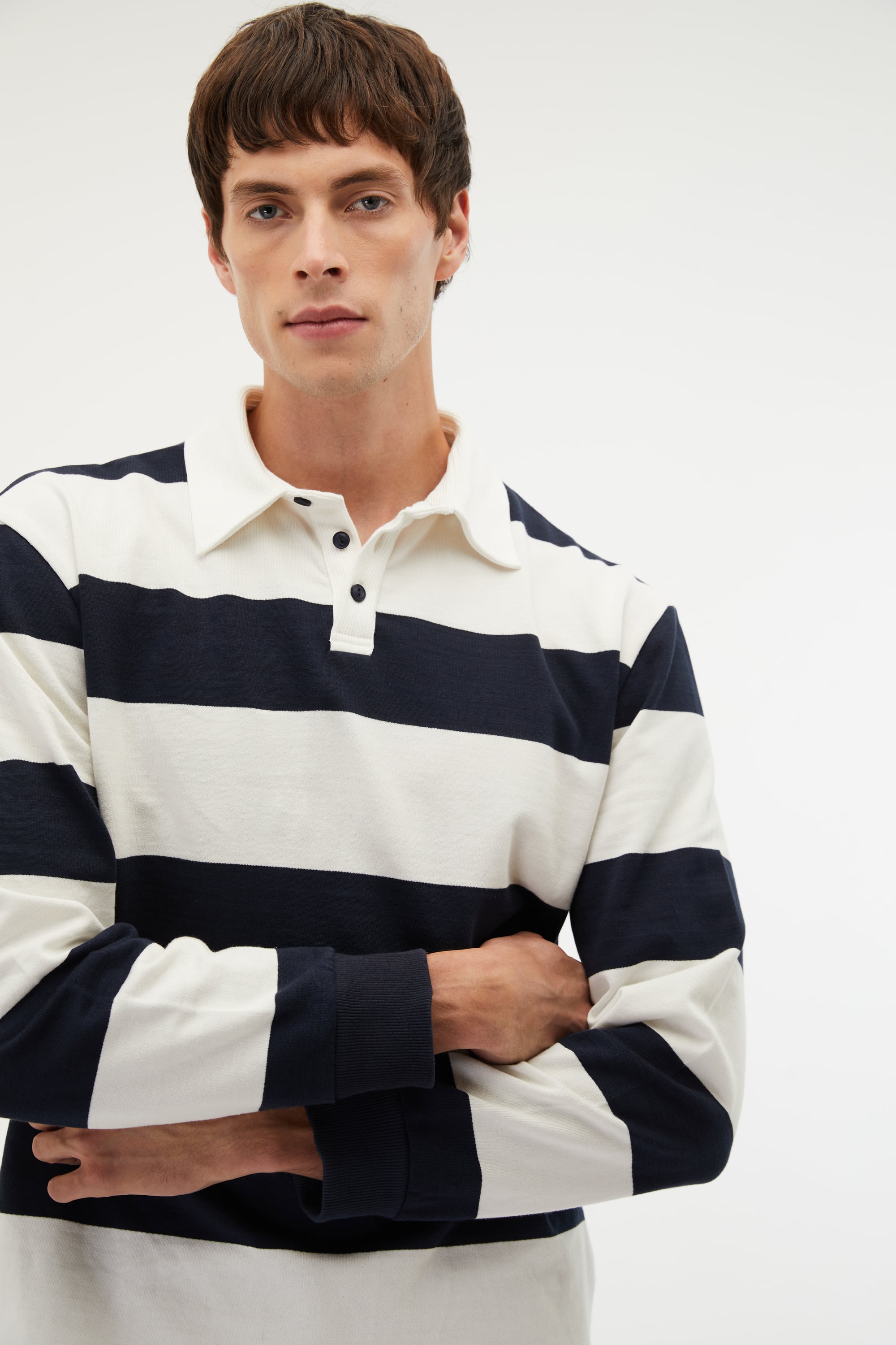 POLO YAKA ÇİZGİLİ SWEATSHIRT