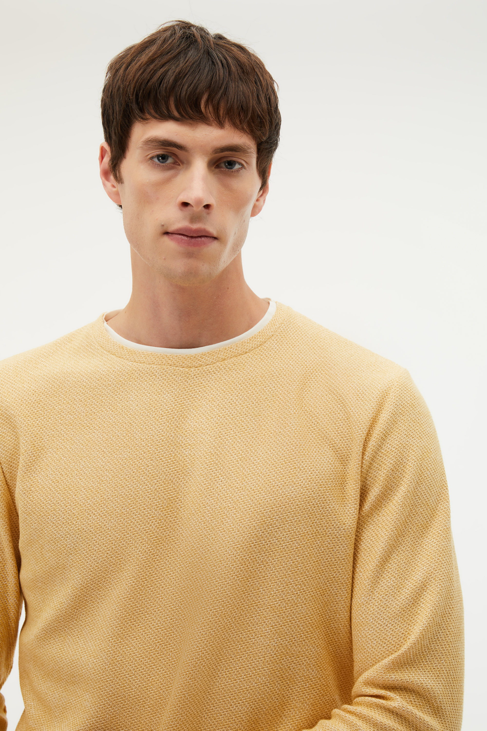 BİSİKLET YAKA TEKSTÜRLÜ KAZAK