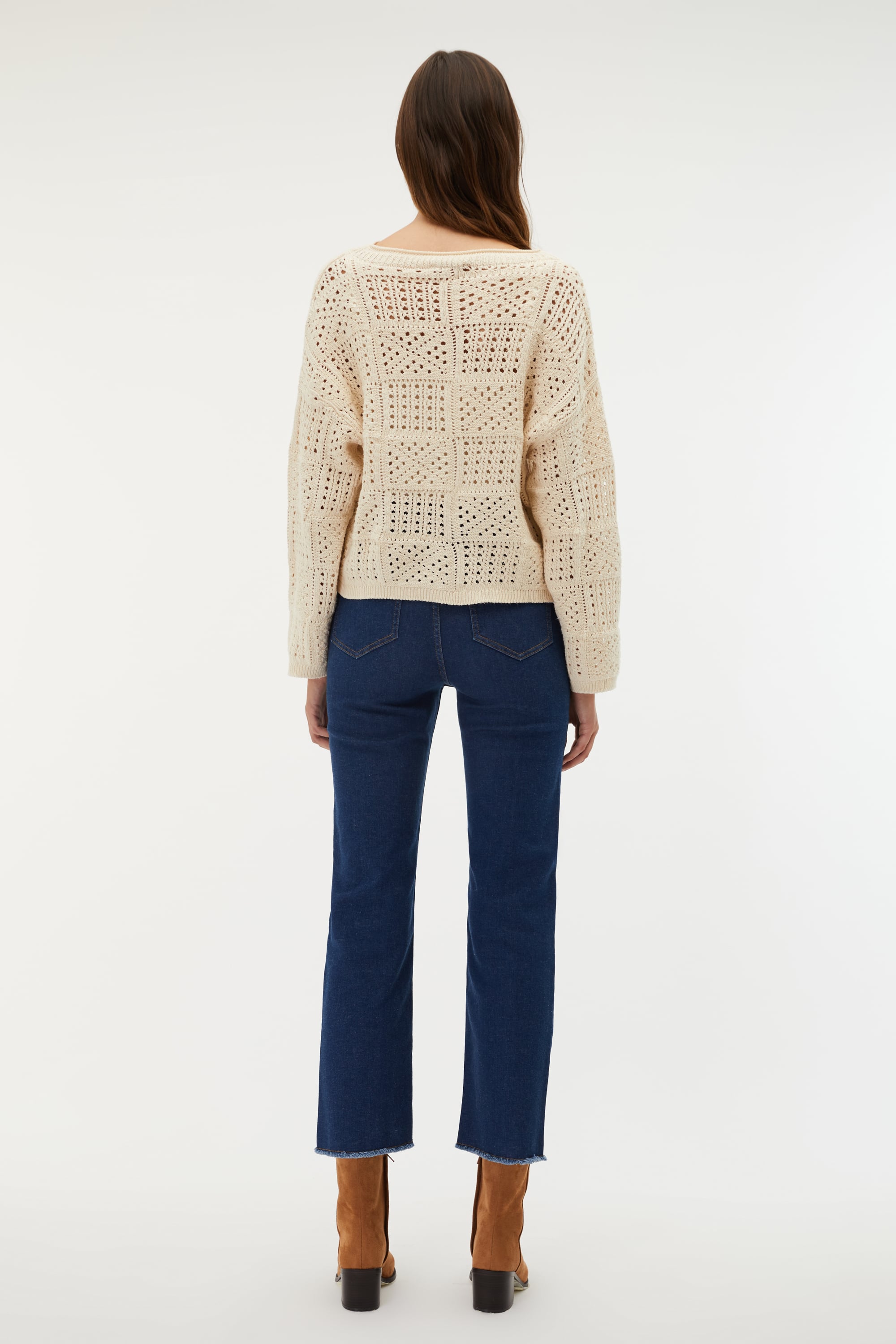 BİSİKLET YAKA AJURLU KAZAK