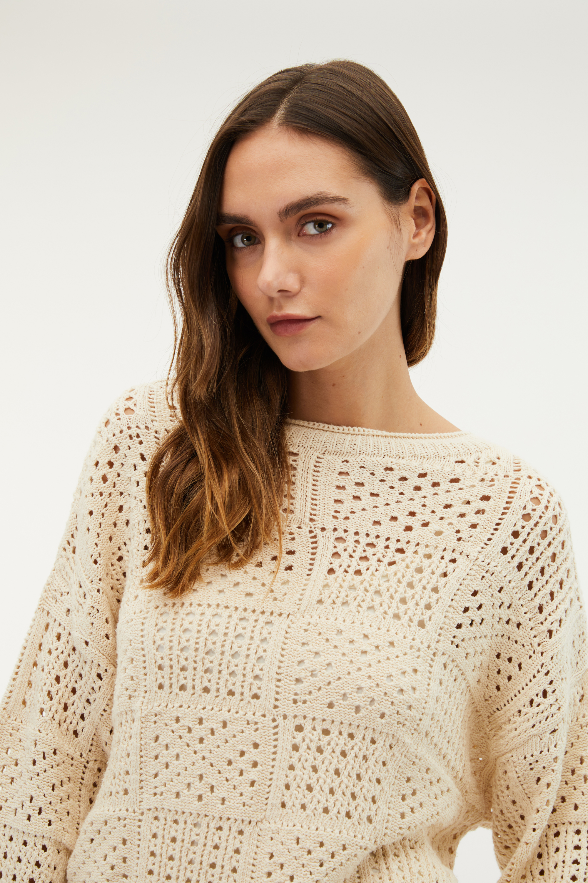 BİSİKLET YAKA AJURLU KAZAK