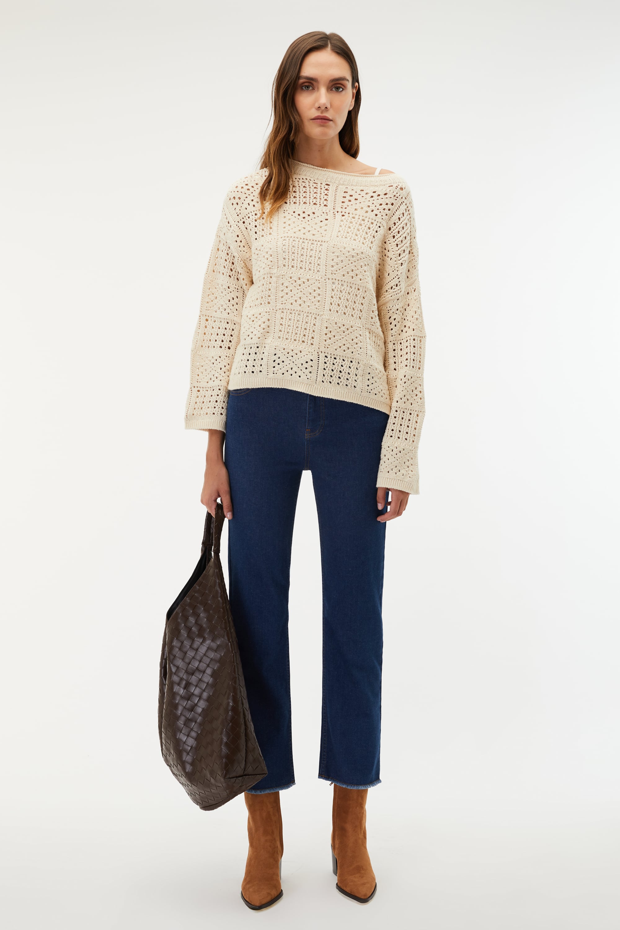 BİSİKLET YAKA AJURLU KAZAK