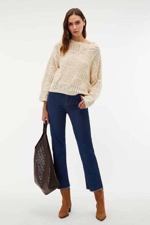  BİSİKLET YAKA AJURLU KAZAK