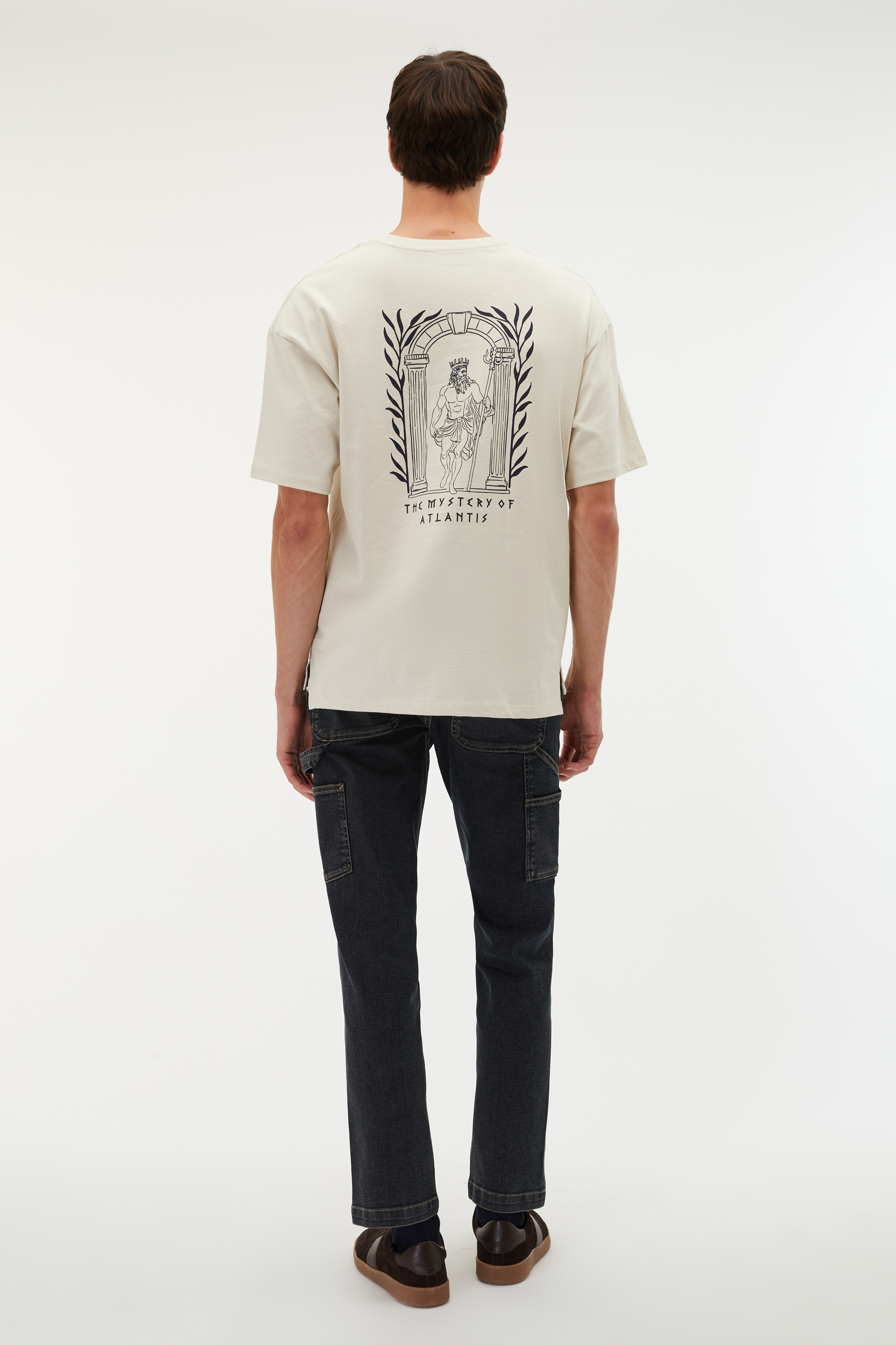 BASKILI BİSİKLET YAKA OVERSIZE T-SHIRT