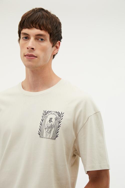  BASKILI BİSİKLET YAKA OVERSIZE T-SHIRT