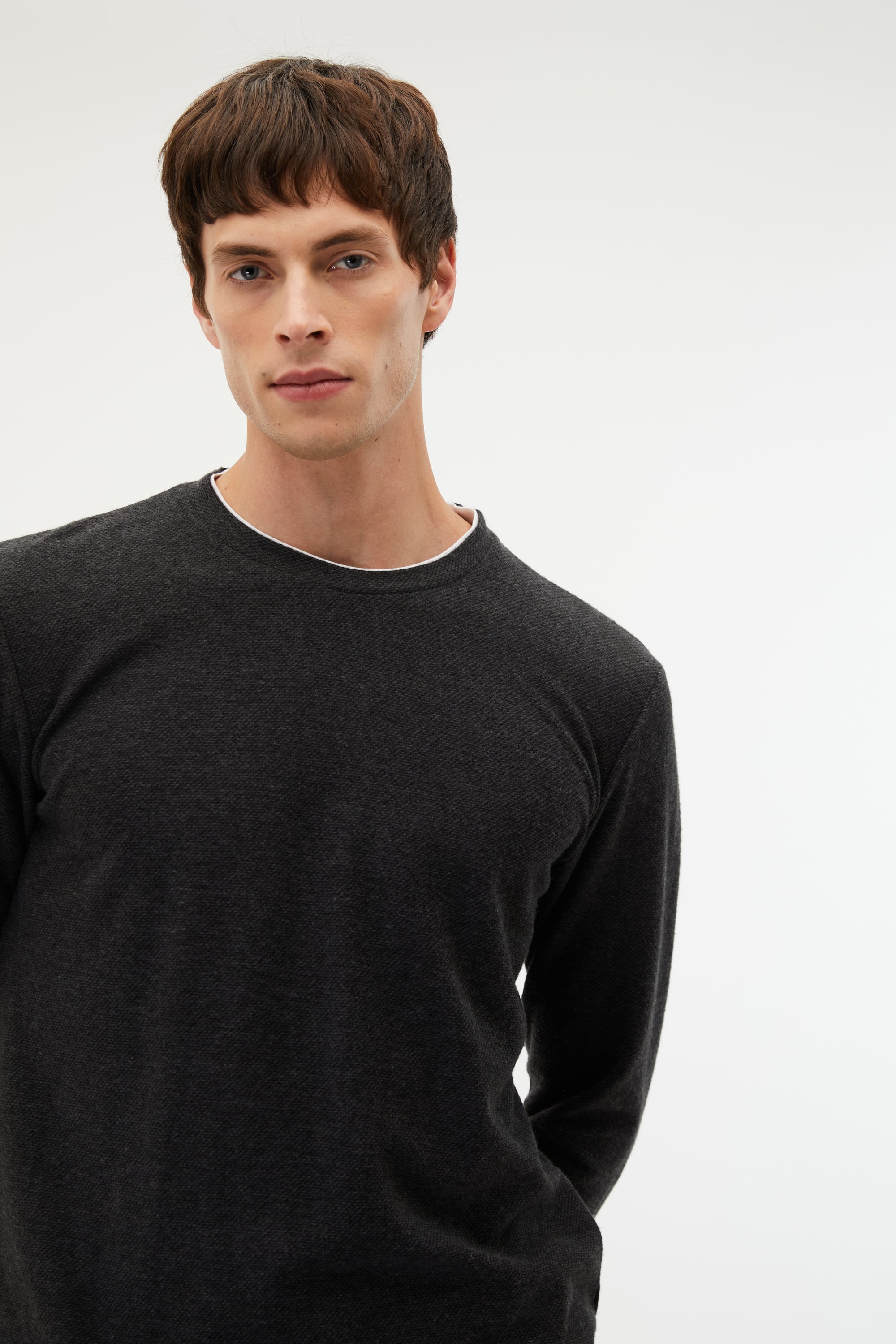 PAMUK KARIŞIMLI BİSİKLET YAKA SWEATSHIRT