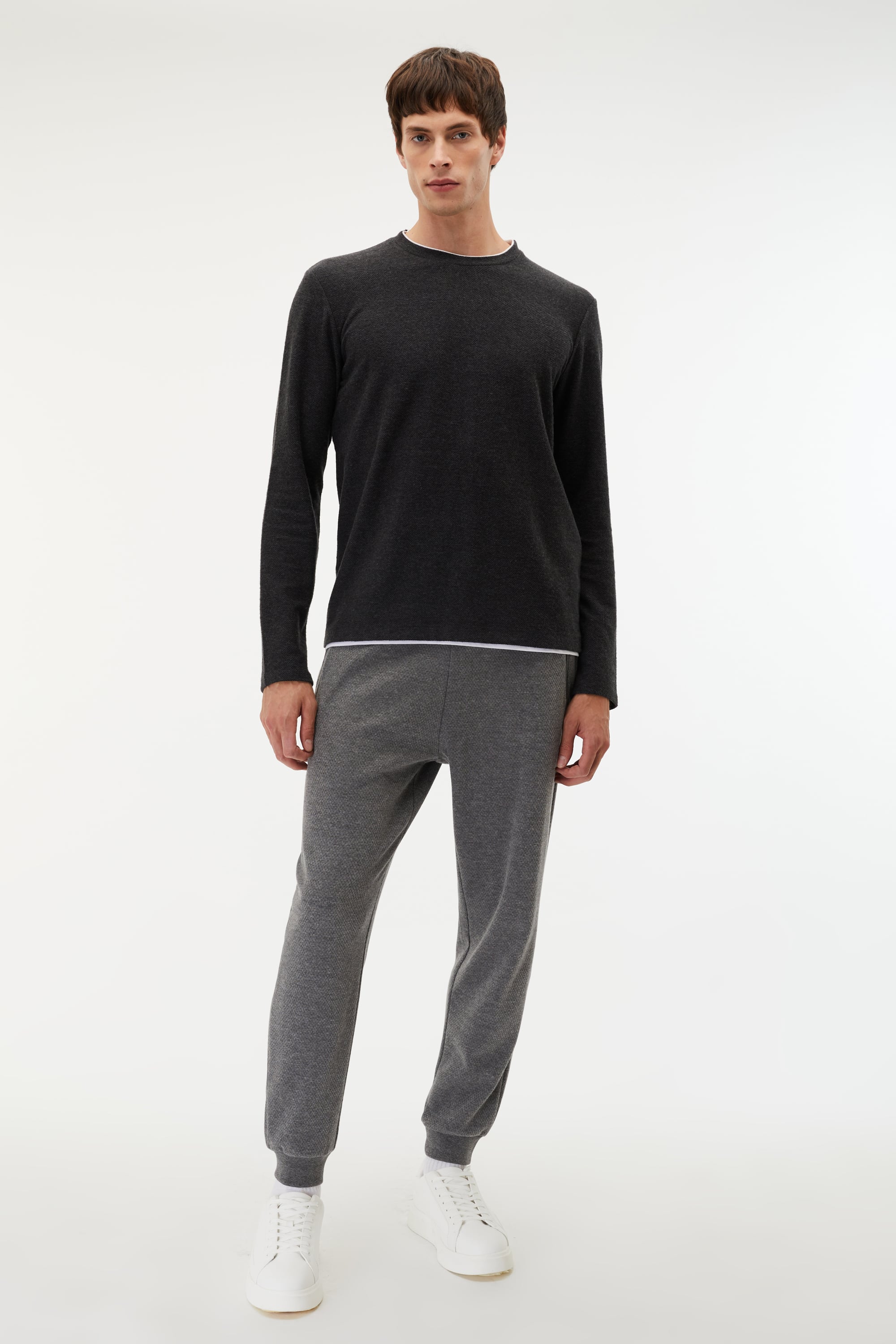 PAMUK KARIŞIMLI BİSİKLET YAKA SWEATSHIRT