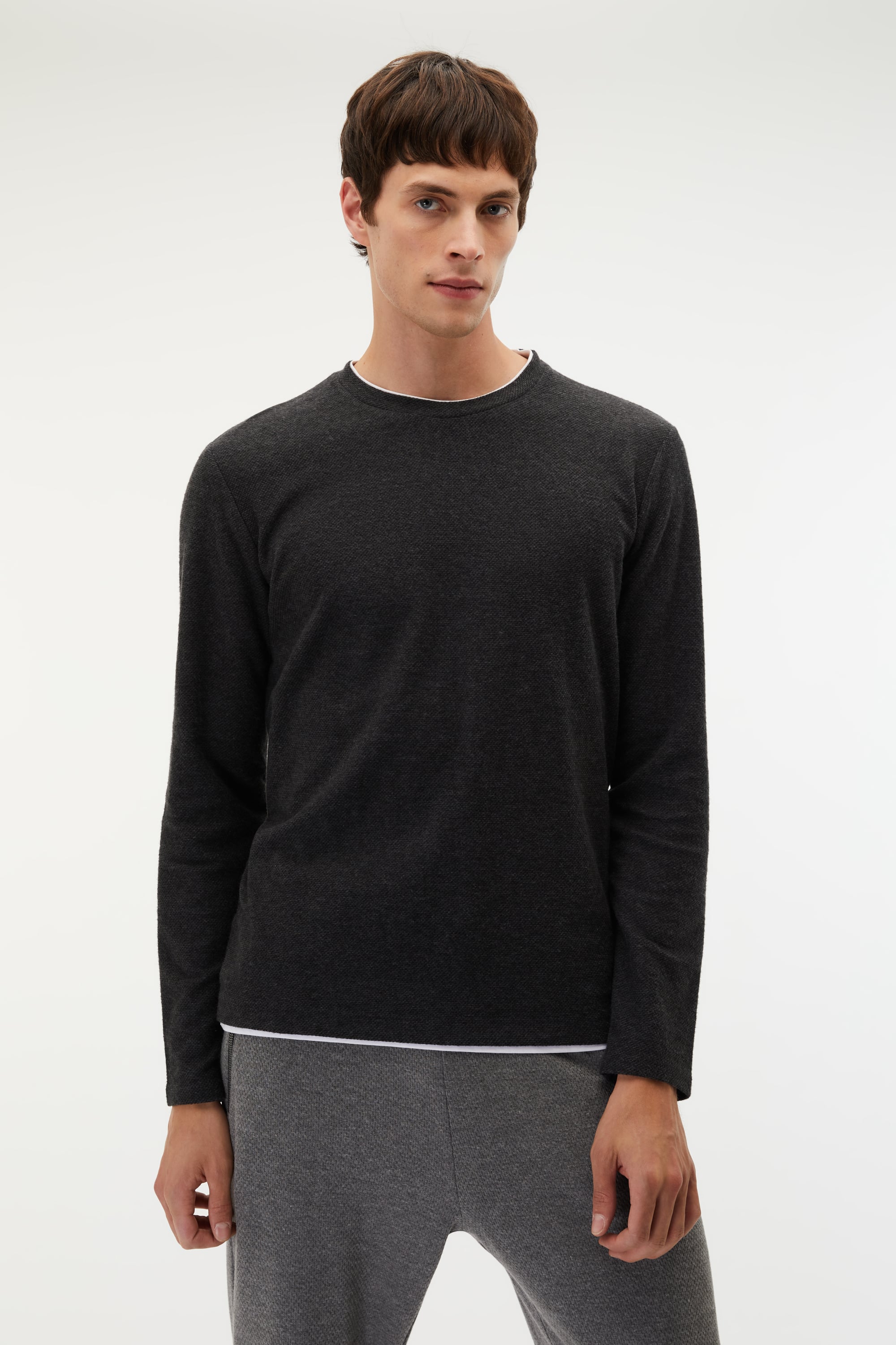 PAMUK KARIŞIMLI BİSİKLET YAKA SWEATSHIRT