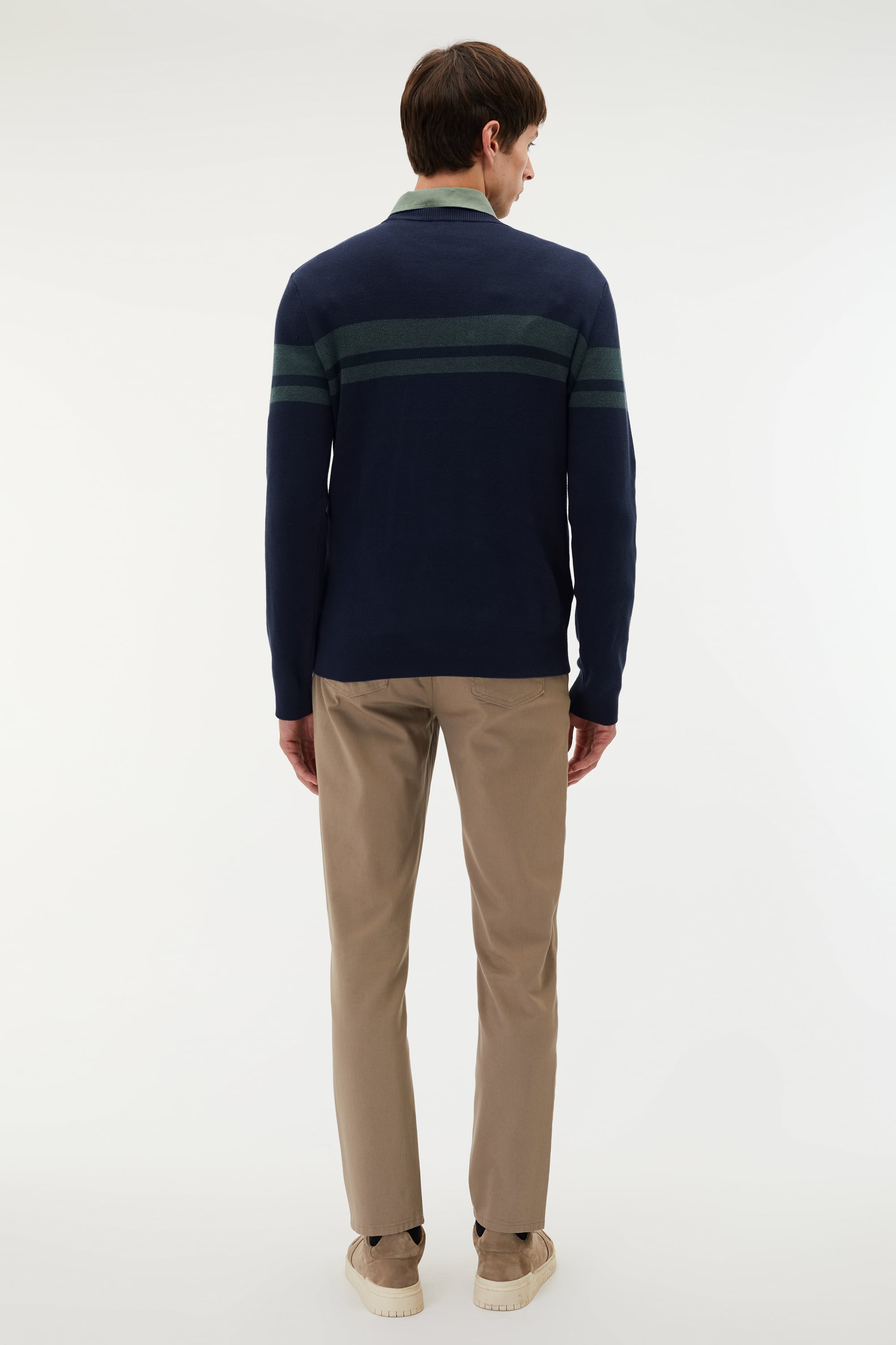 BLOKLU BİSİKLET YAKA KAZAK