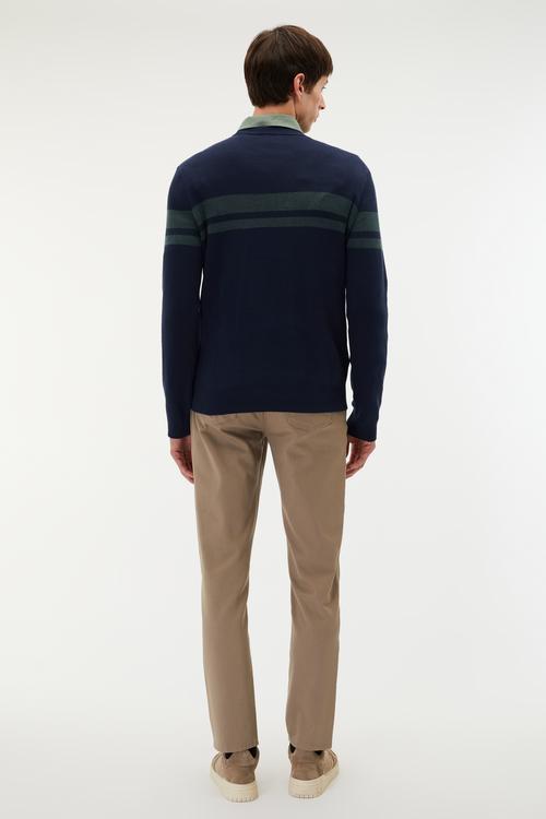 BLOKLU BİSİKLET YAKA KAZAK