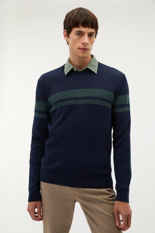 BLOKLU BİSİKLET YAKA KAZAK