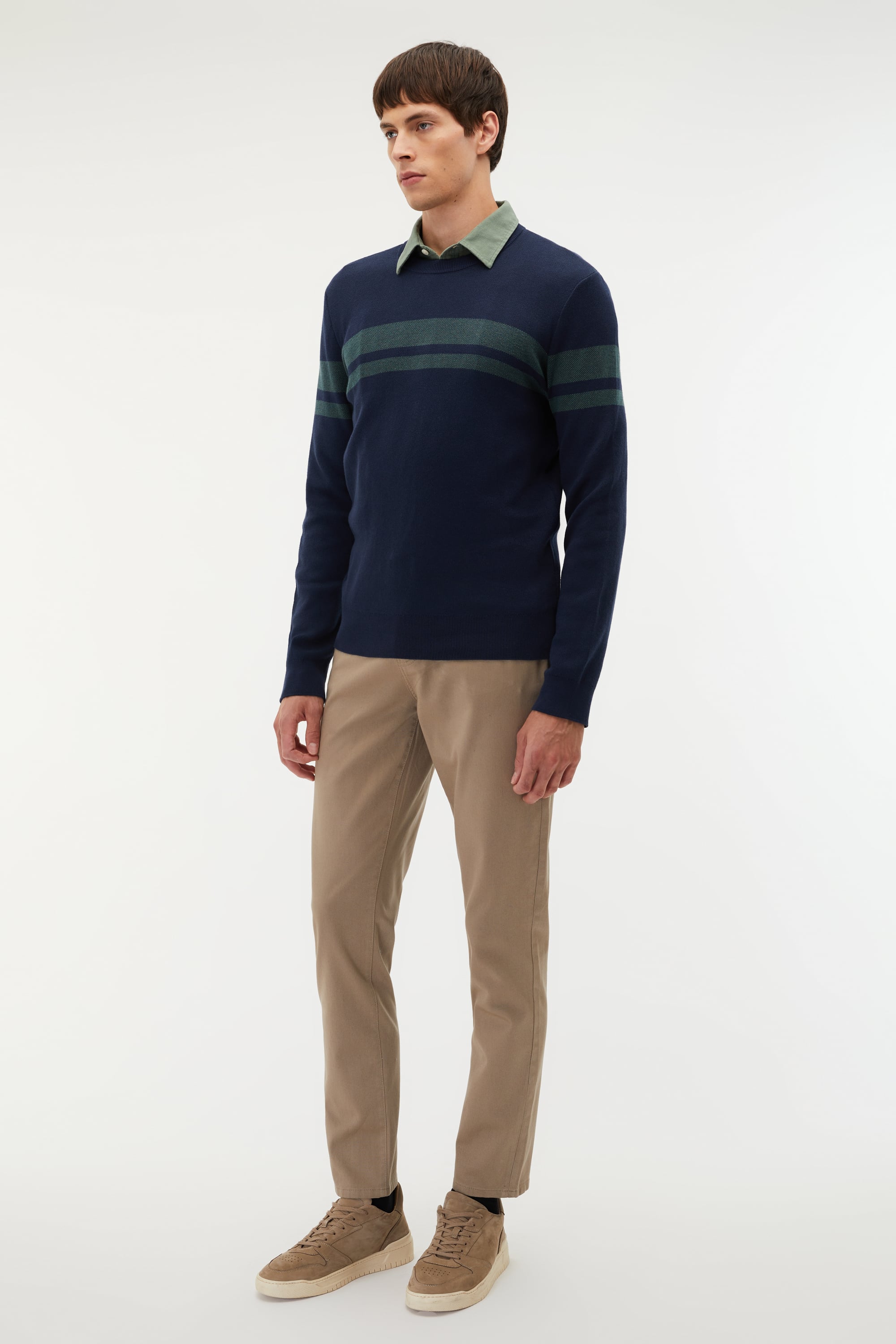 BLOKLU BİSİKLET YAKA KAZAK