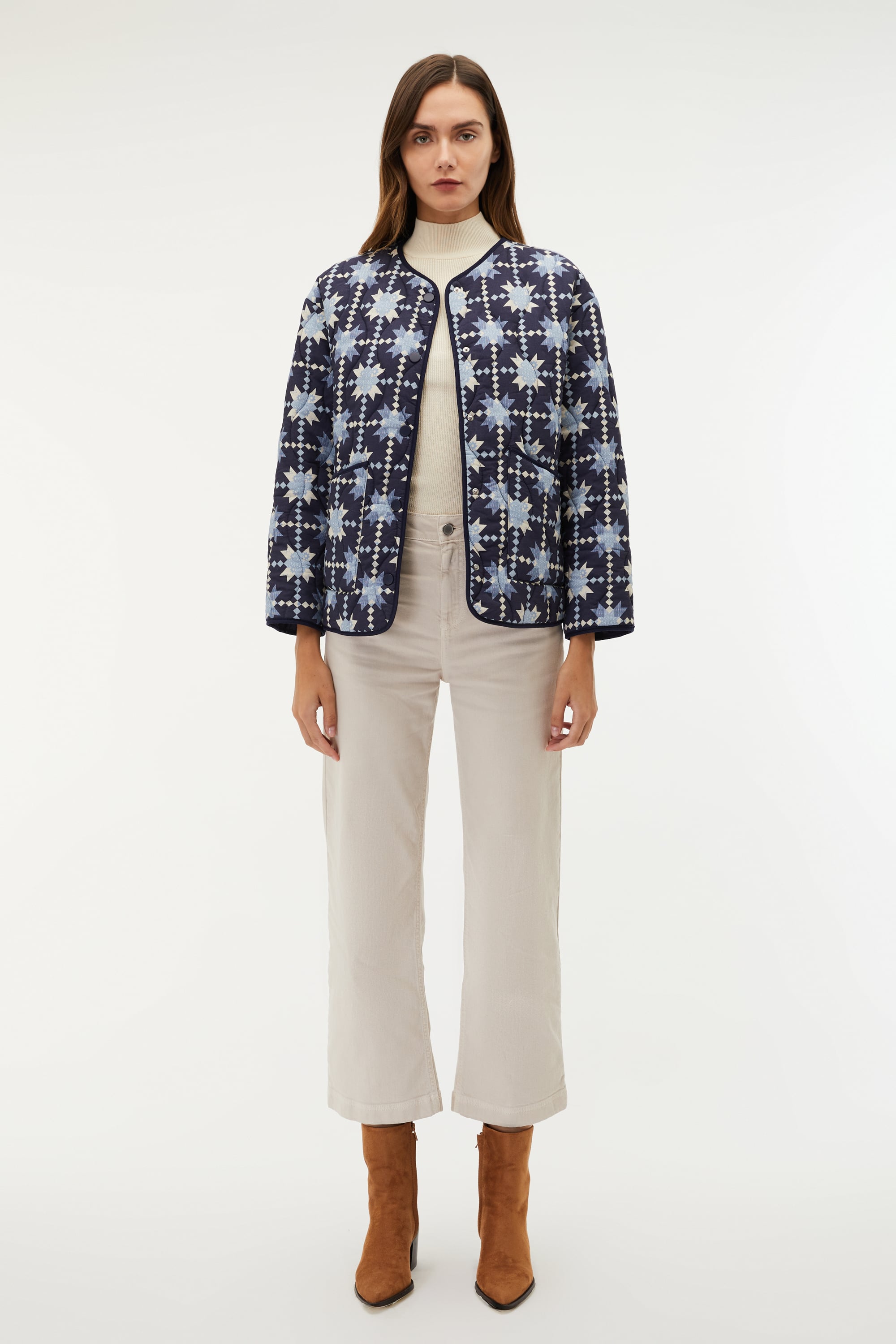 BASKILI CEPLİ KAPİTONE MONT CEKET