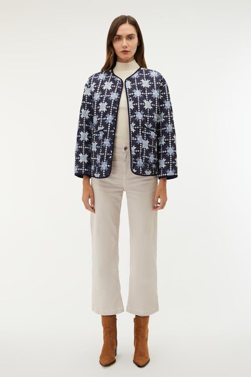 BASKILI CEPLİ KAPİTONE MONT CEKET