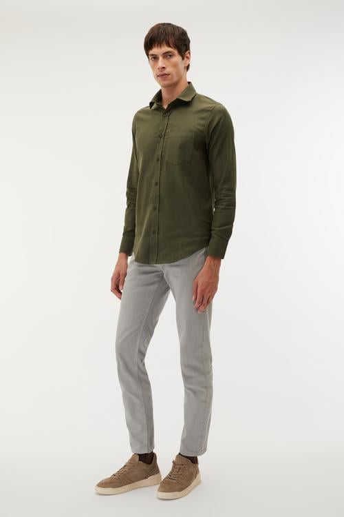 REGULAR FIT TEK CEPLİ UZUN KOLLU GÖMLEK