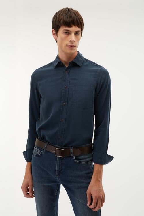 REGULAR FIT TEK CEPLİ UZUN KOLLU GÖMLEK