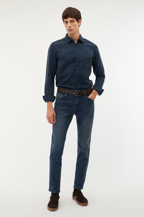 REGULAR FIT TEK CEPLİ UZUN KOLLU GÖMLEK