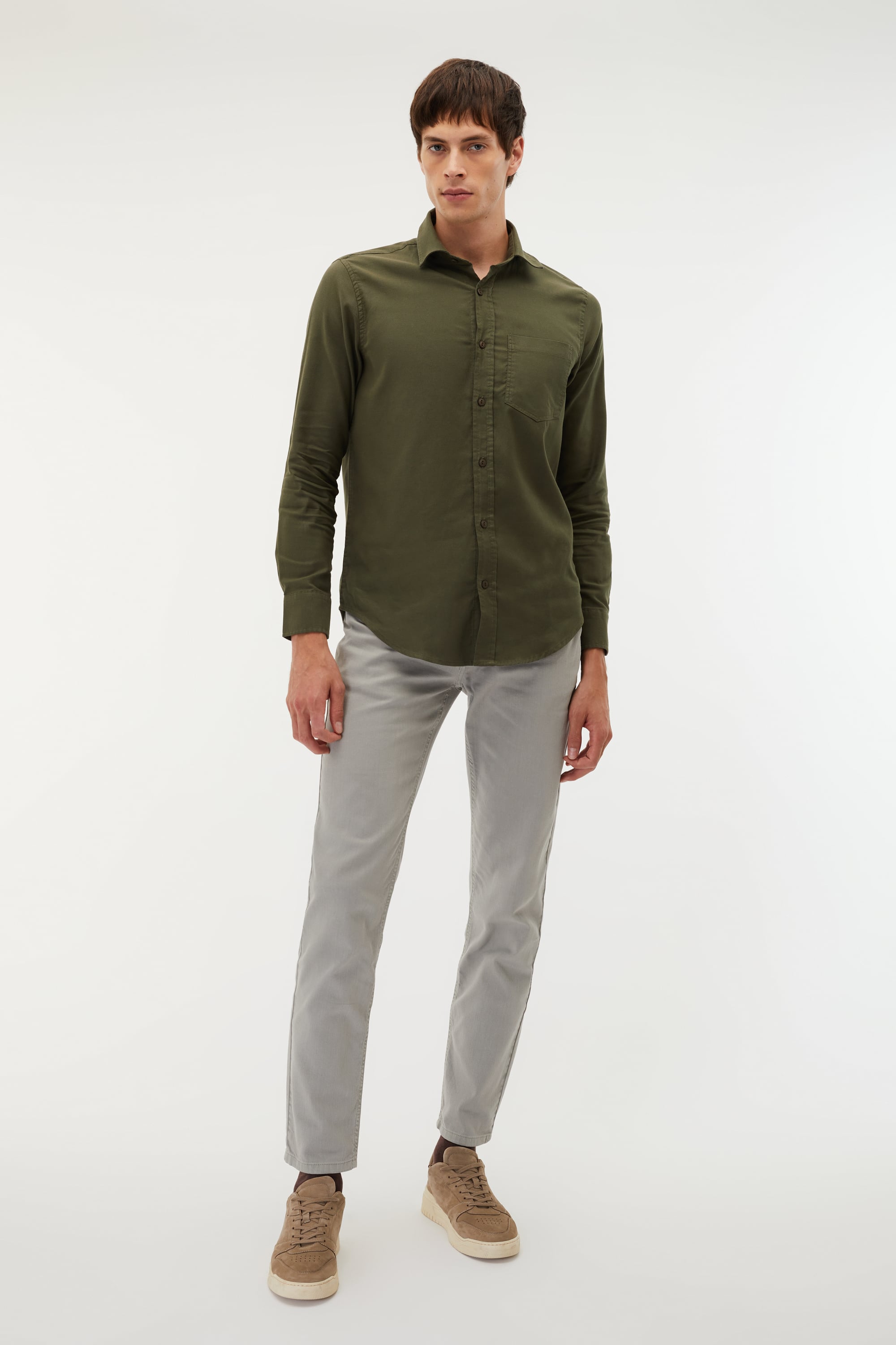 REGULAR FIT TEK CEPLİ UZUN KOLLU GÖMLEK