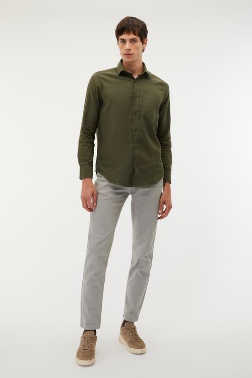 REGULAR FIT TEK CEPLİ UZUN KOLLU GÖMLEK