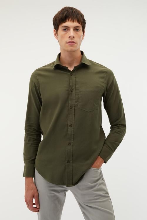 REGULAR FIT TEK CEPLİ UZUN KOLLU GÖMLEK