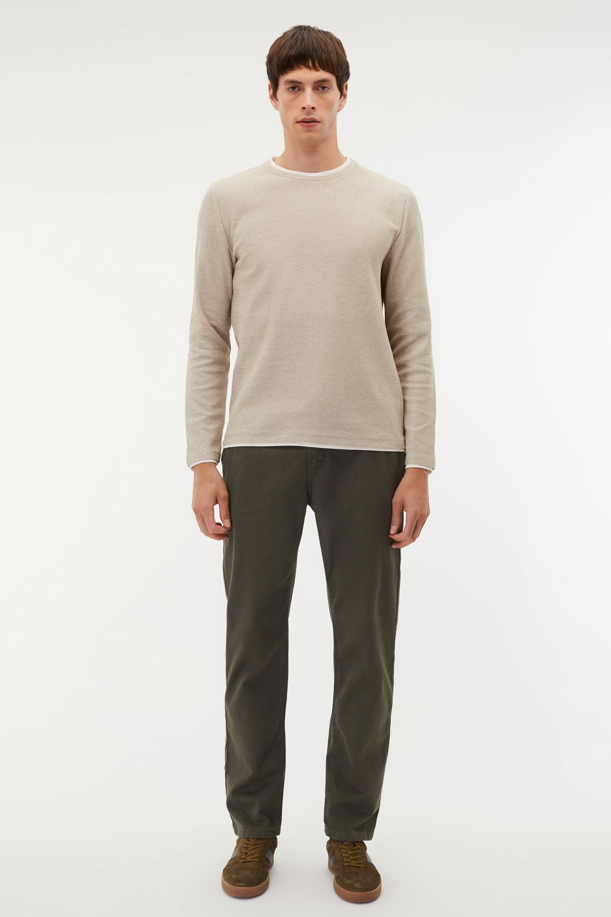 BİSİKLET YAKA TEKSTÜRLÜ KAZAK