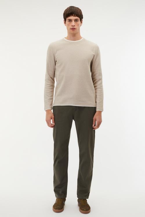 BİSİKLET YAKA TEKSTÜRLÜ KAZAK