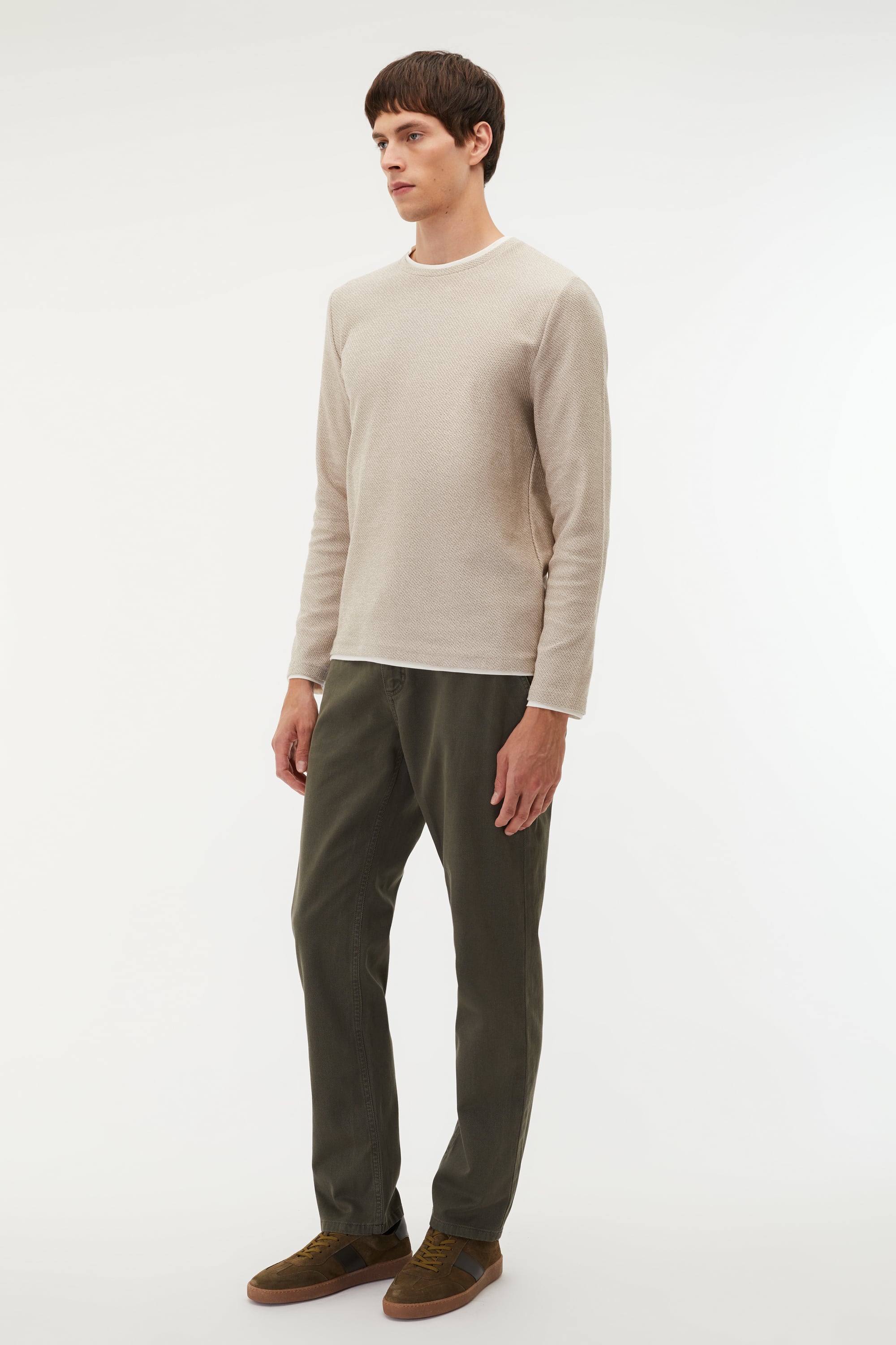 BİSİKLET YAKA TEKSTÜRLÜ KAZAK