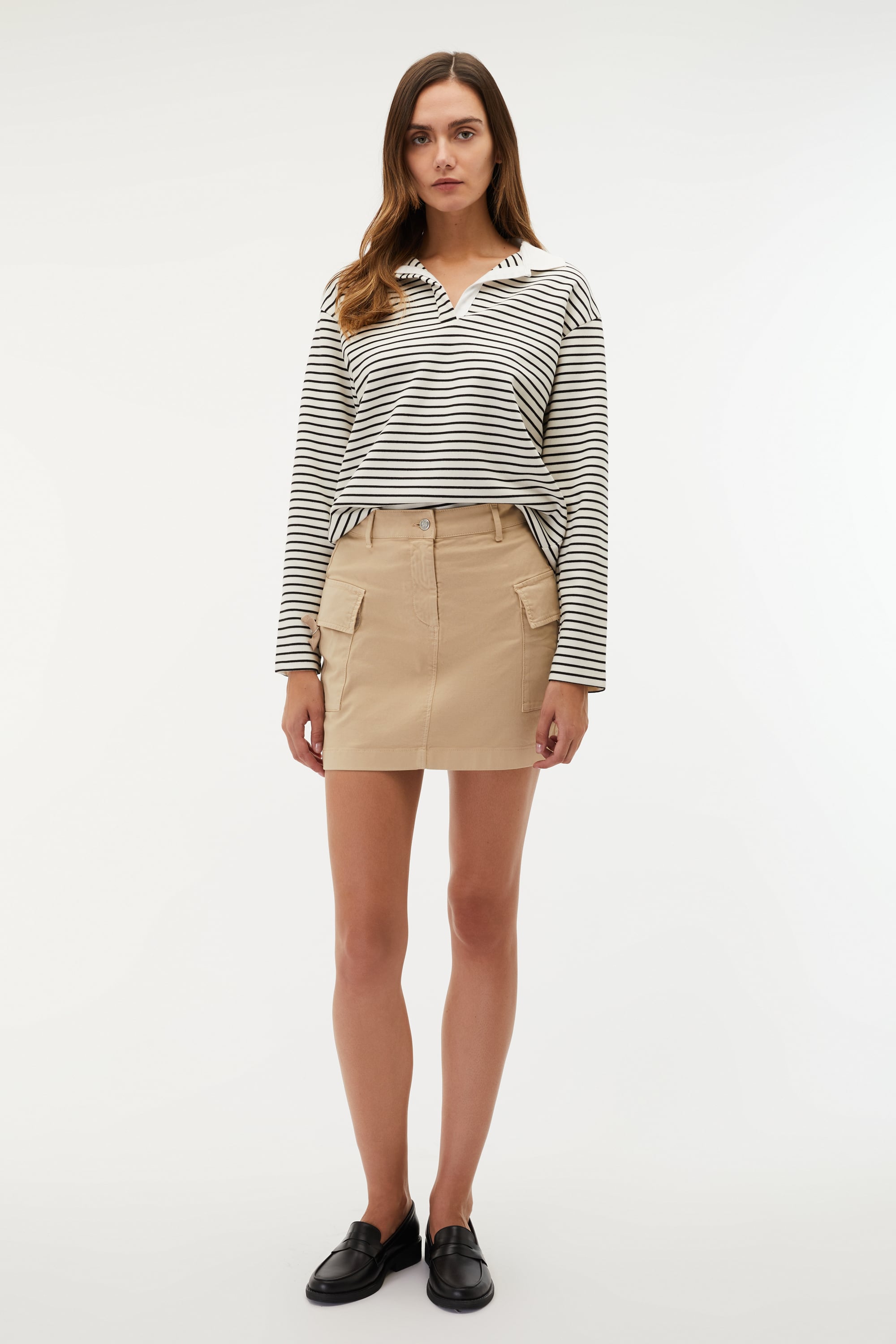 POLO YAKA ÇİZGİLİ SWEATSHIRT