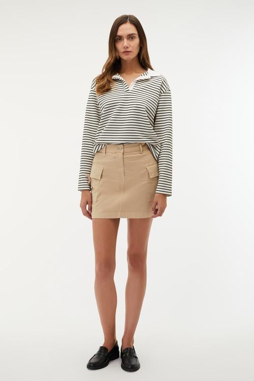  POLO YAKA ÇİZGİLİ SWEATSHIRT