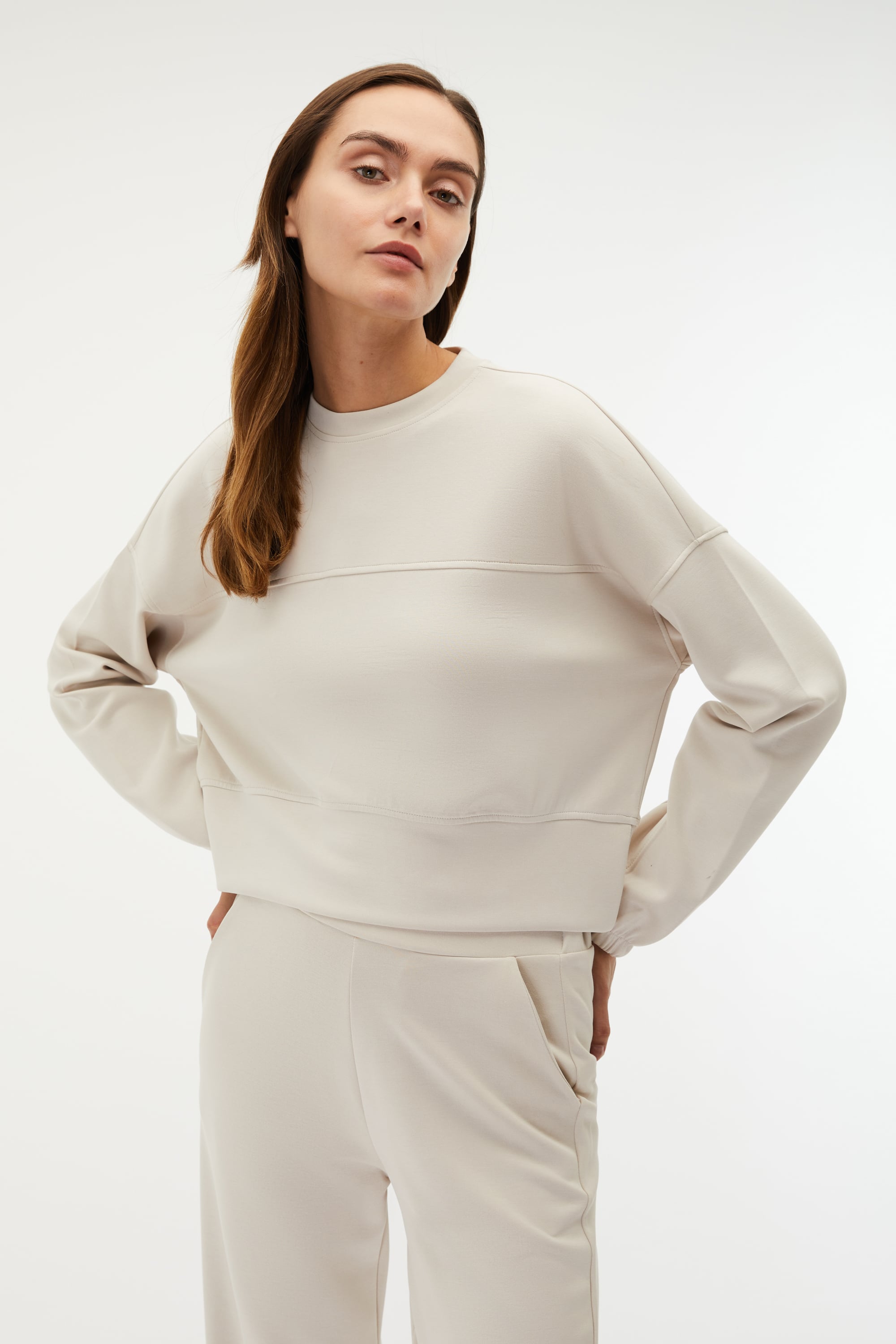 MODAL KARIŞIMLI BİSİKLET YAKA OVERSIZE SWEATSHIRT