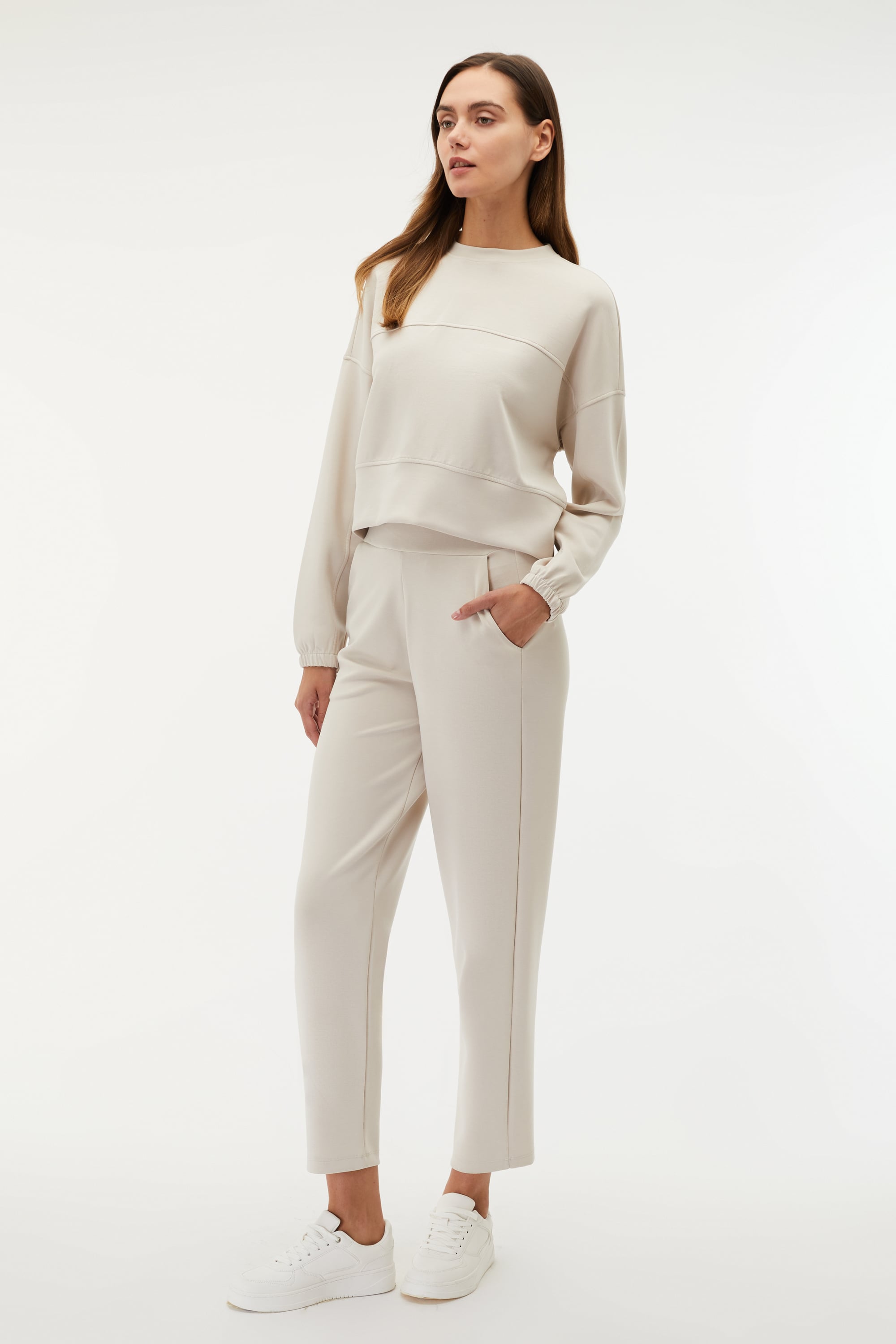 MODAL KARIŞIMLI BİSİKLET YAKA OVERSIZE SWEATSHIRT