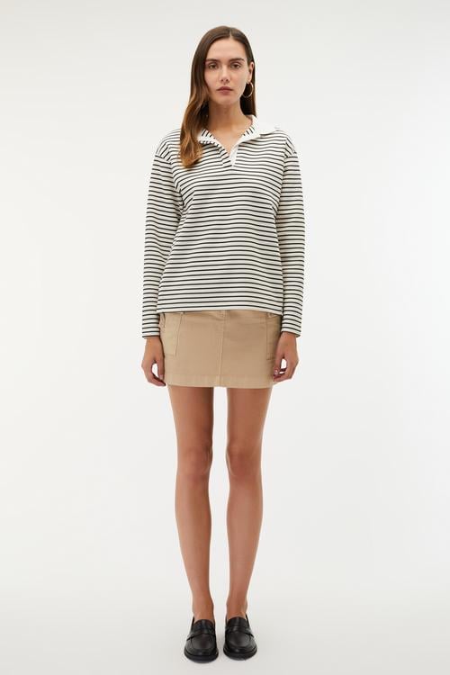  POLO YAKA ÇİZGİLİ SWEATSHIRT