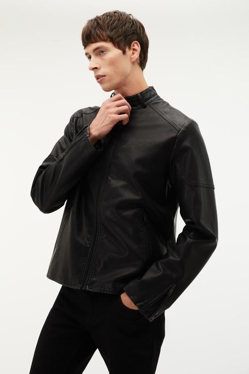  DERİ GÖRÜNÜMLÜ CEKET