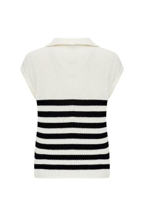  ÇİZGİLİ FERMUARLI YAKA SÜVETER