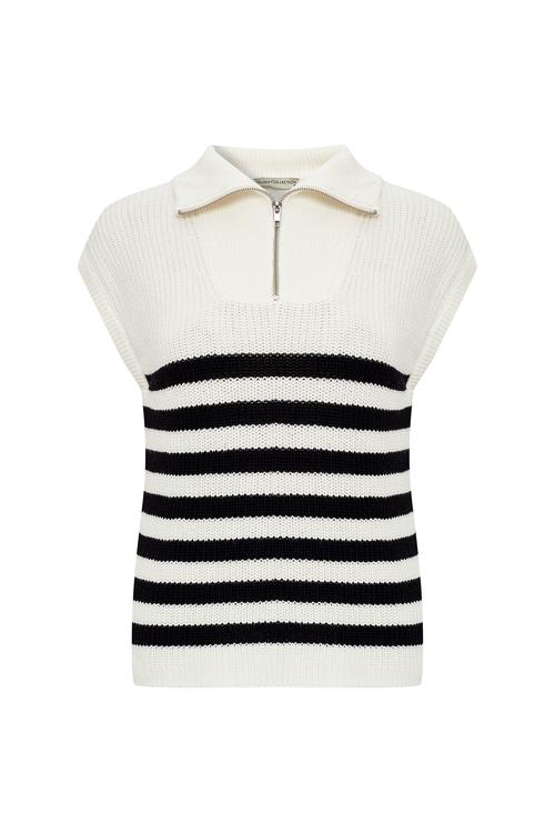  ÇİZGİLİ FERMUARLI YAKA SÜVETER