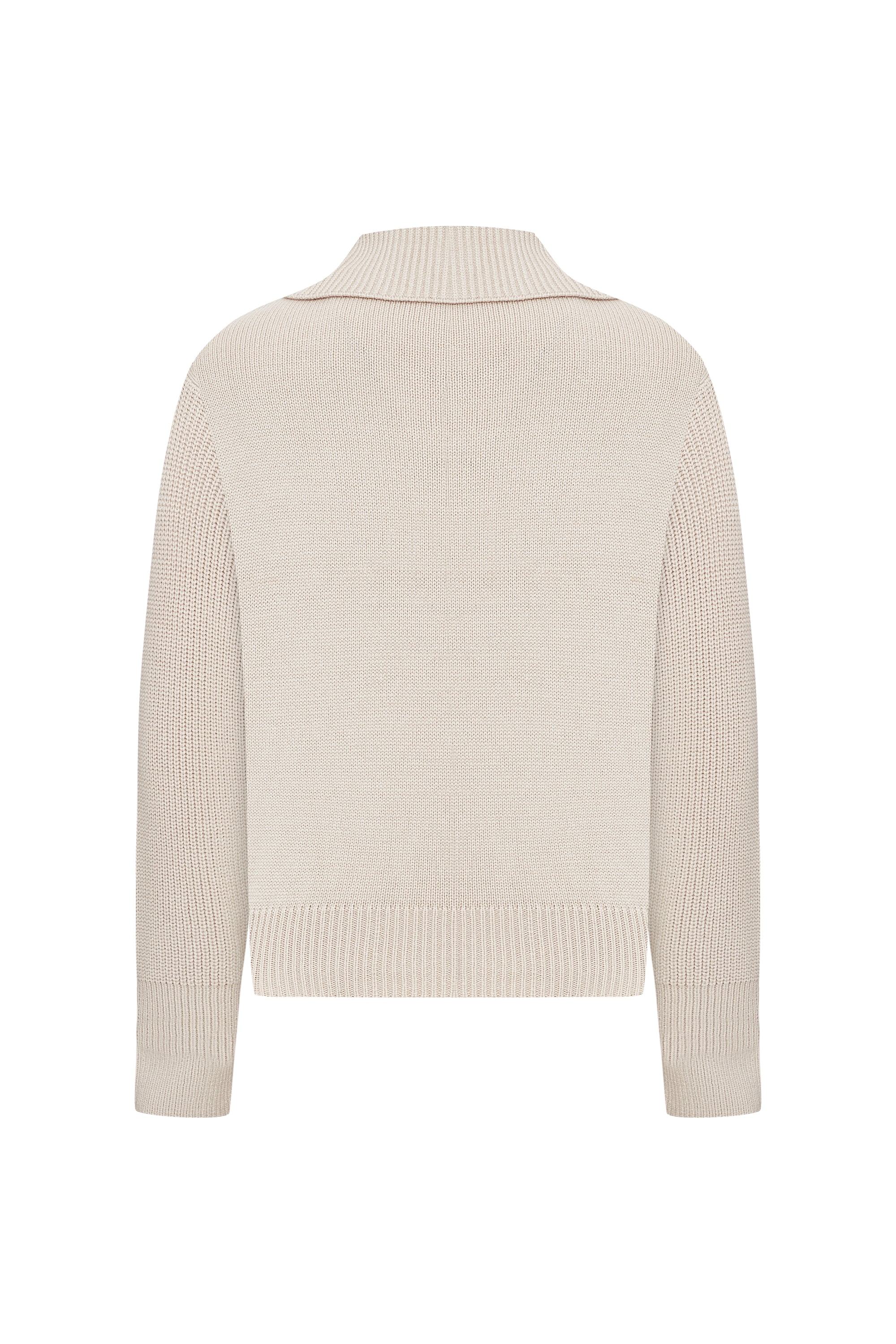 DİK YAKA FERMUARLI TRİKO KAZAK