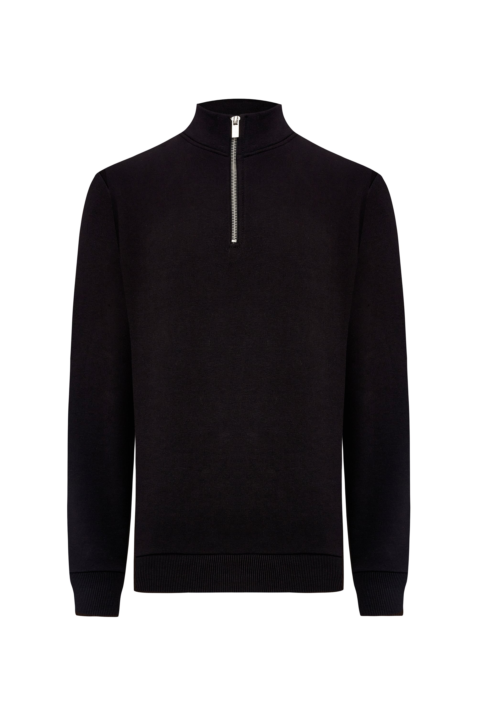 FERMUARLI DİK YAKA SWEATSHIRT