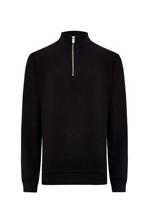 FERMUARLI DİK YAKA SWEATSHIRT