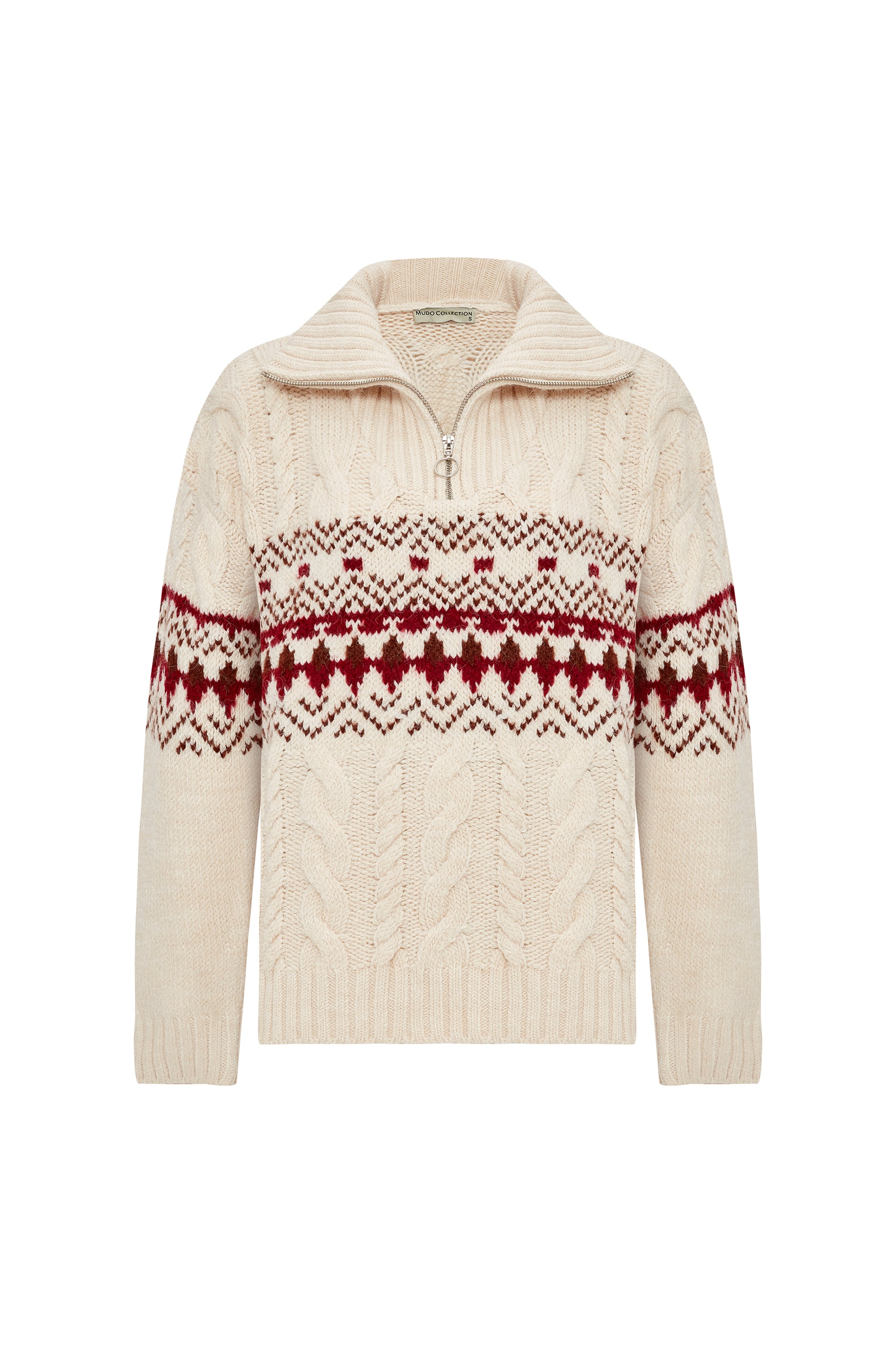 JAKARLI FERMUARLI DİK YAKA SWEATSHIRT