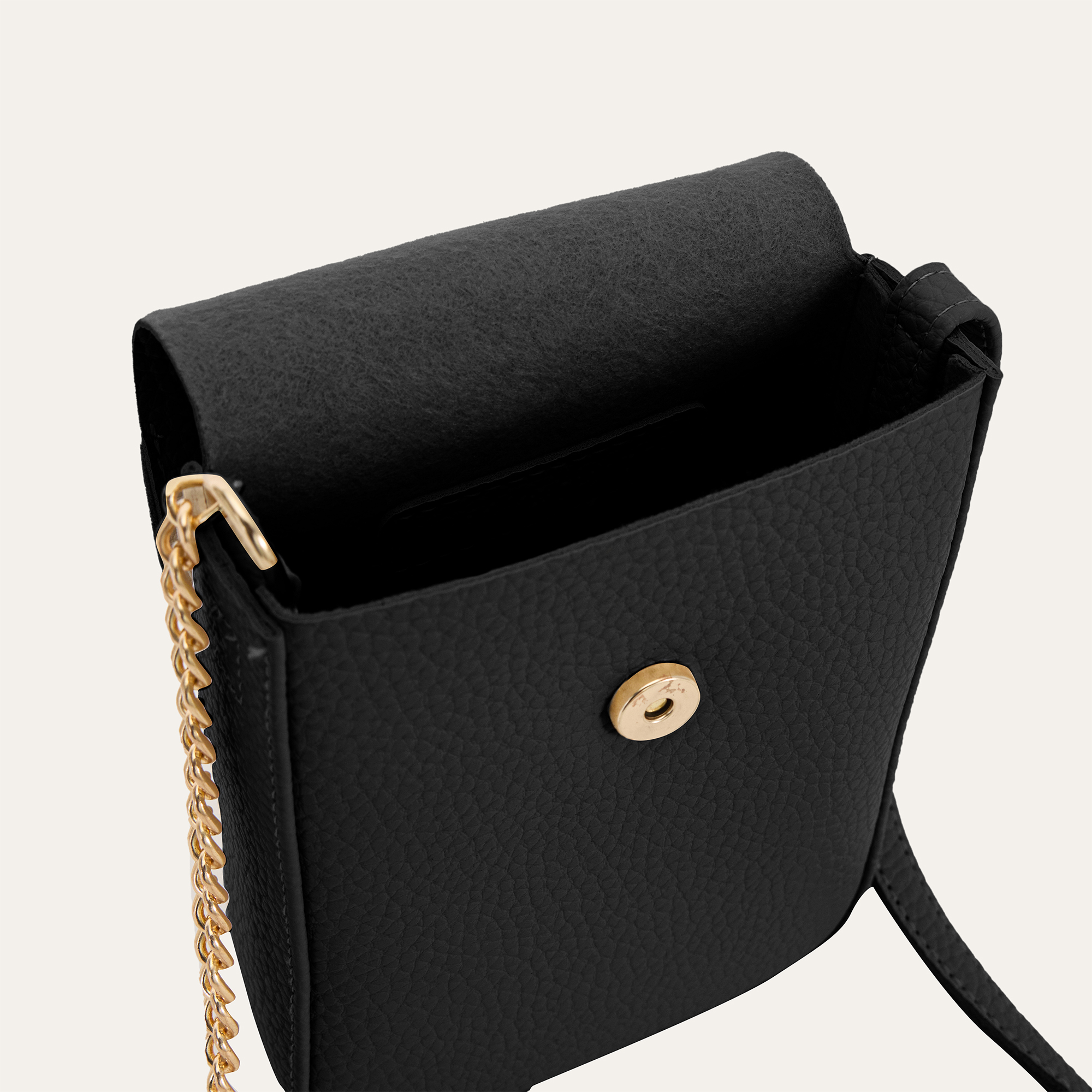 ZİNCİR ASKILI DERİ GÖRÜNÜMLÜ TELEFON ÇANTASI