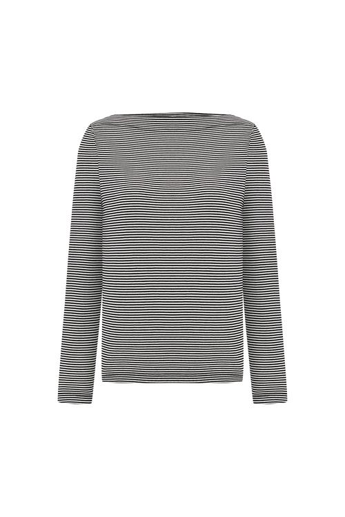  ÇİZGİLİ KAYIK YAKA UZUN KOLLU T-SHIRT