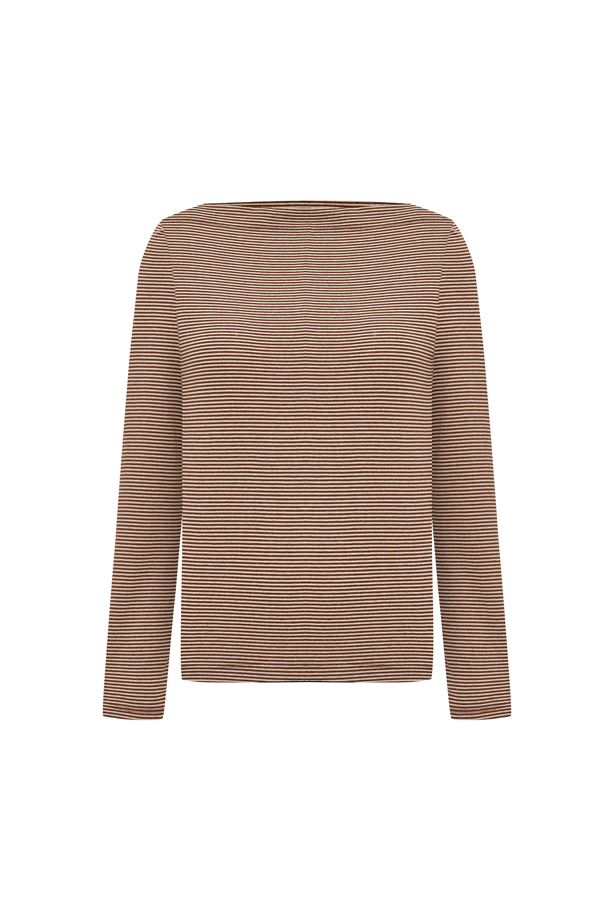 ÇİZGİLİ KAYIK YAKA UZUN KOLLU T-SHIRT