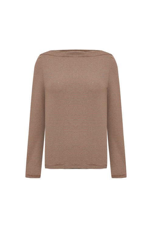  ÇİZGİLİ KAYIK YAKA UZUN KOLLU T-SHIRT