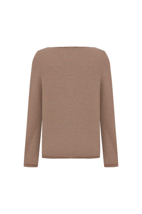  ÇİZGİLİ KAYIK YAKA UZUN KOLLU T-SHIRT