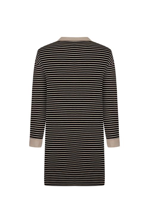 ÇİZGİLİ POLO YAKA MİNİ ELBİSE