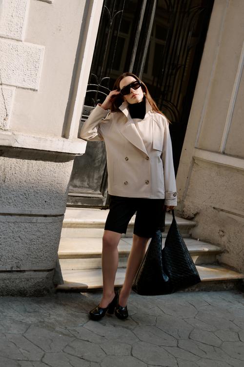  OVERSIZE KISA TRENÇKOT CEKET