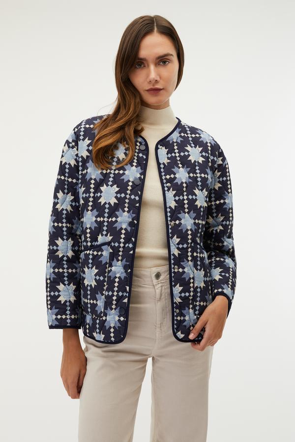 BASKILI CEPLİ KAPİTONE MONT CEKET