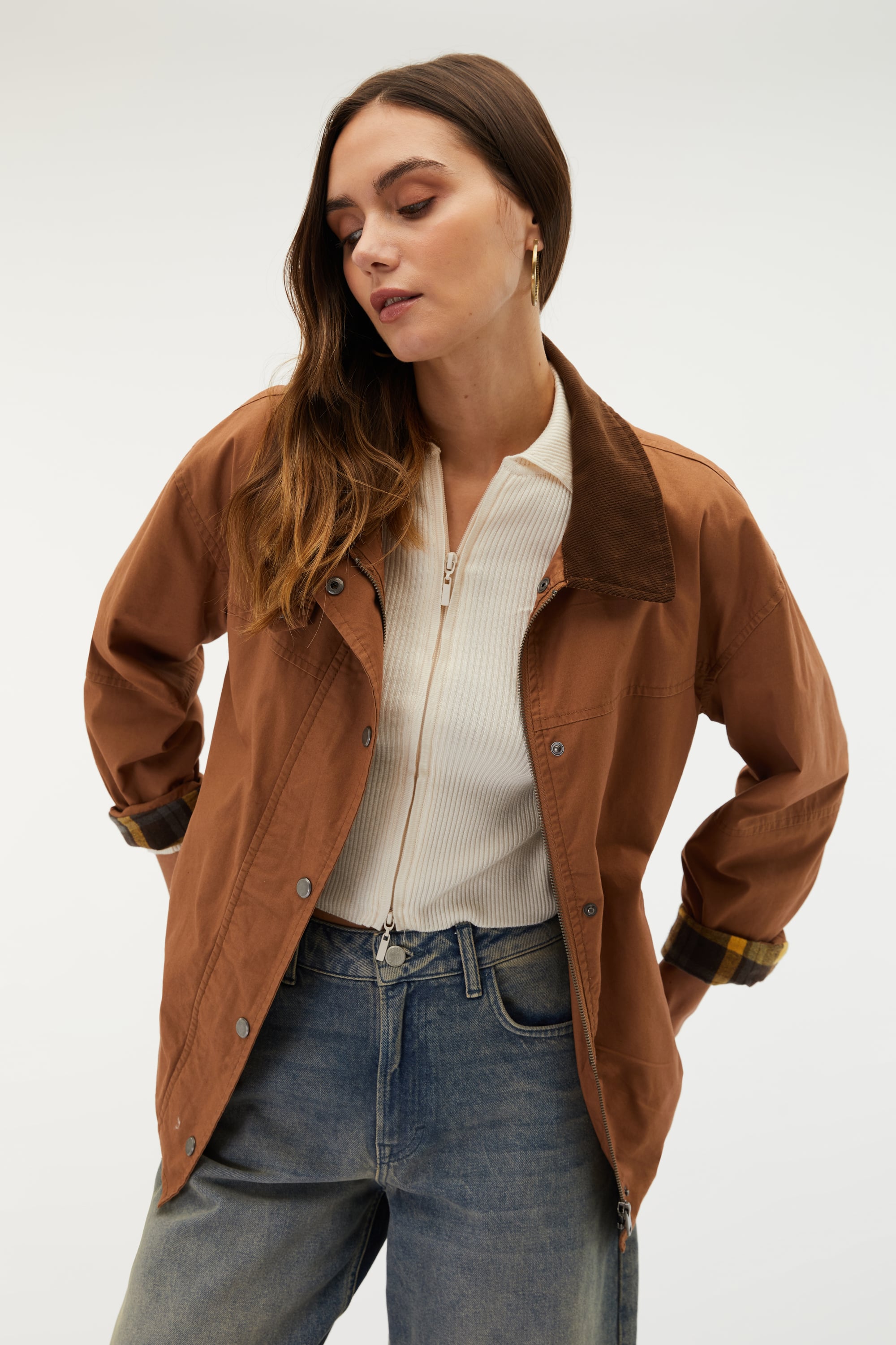 KADİFE YAKA OVERSIZE CEKET