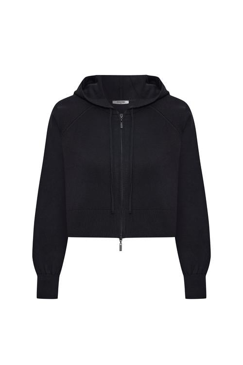 FERMUARLI KAPÜŞONLU CROP SWEATSHIRT