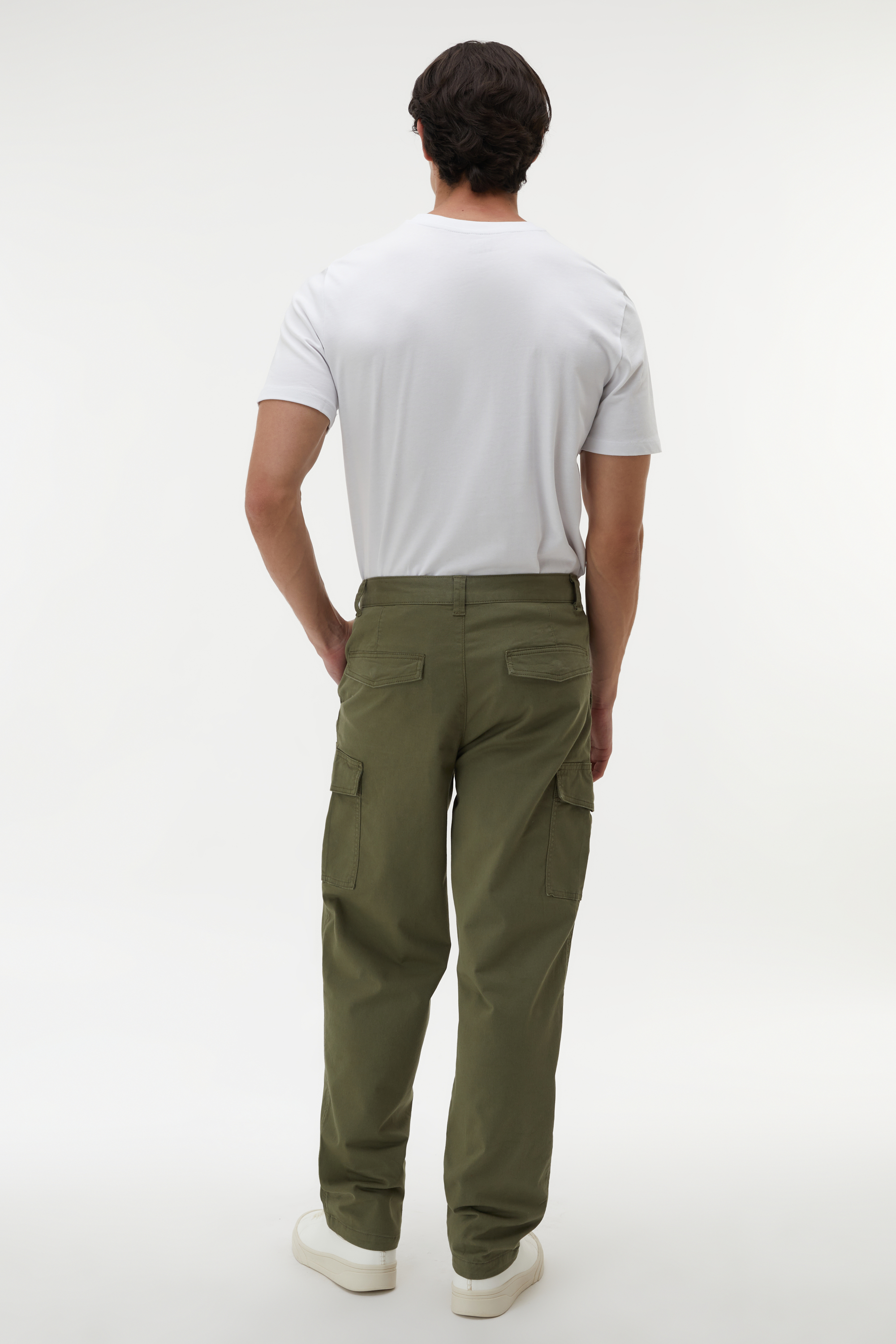 Erkek Haki Tapered Fit Cepli Pantolon