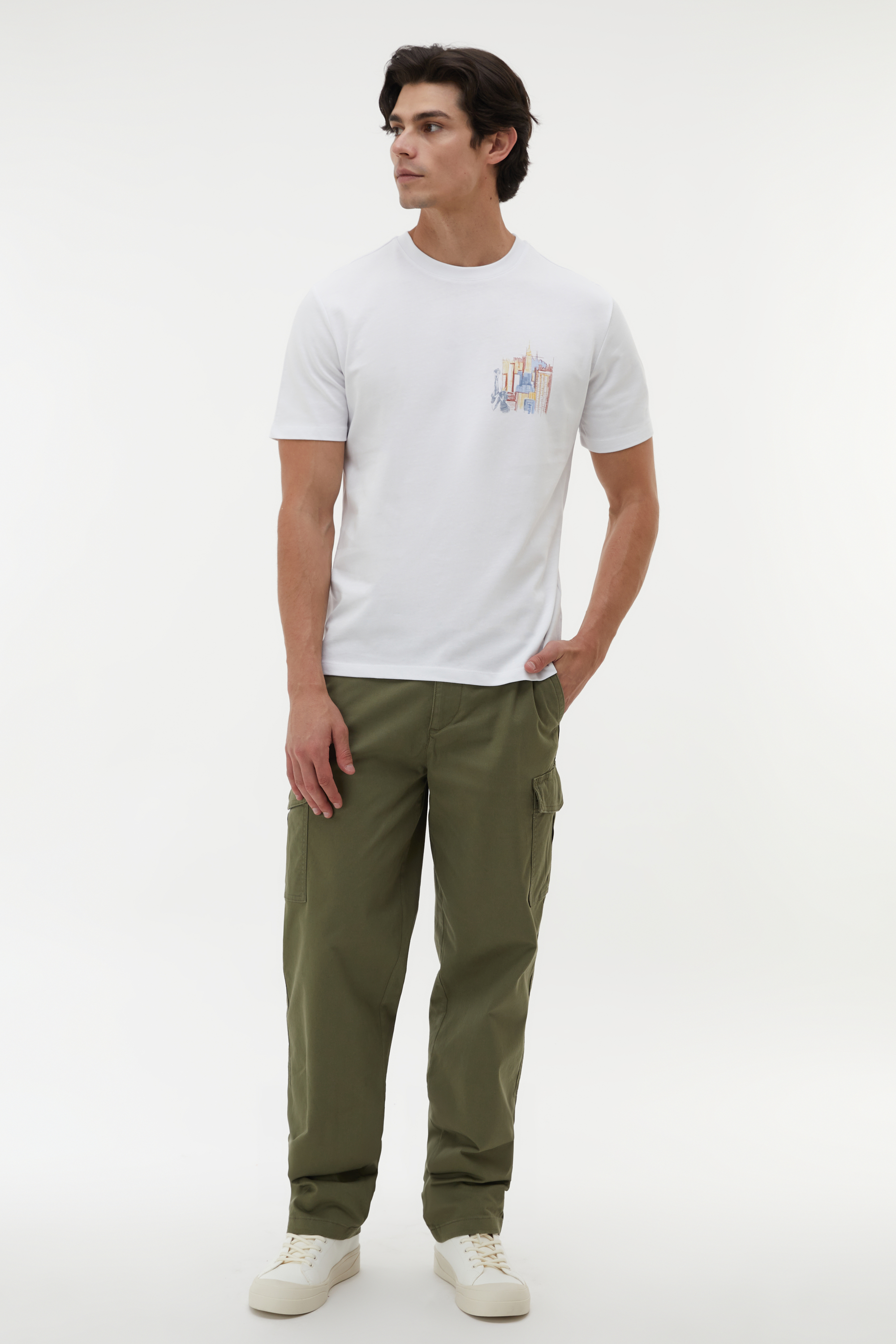 Erkek Haki Tapered Fit Cepli Pantolon